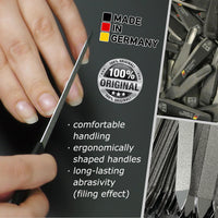 3 Swords Germany - Sapphire Metal Nail File 2 Pieces with 1 Piece 3-Way Nail Buffer – Nail Care for You Made in Germany