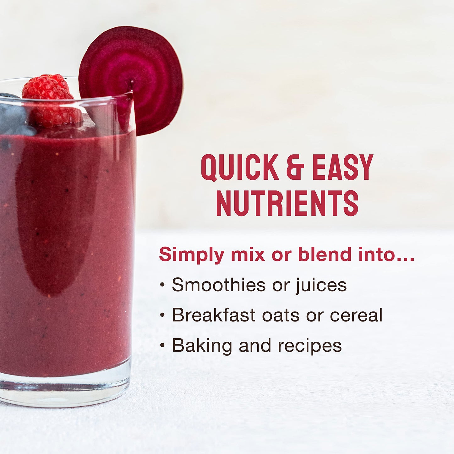 BodyMe Organic Vegan Red Powder - Vegan Super Reds Blend with Blueberry, Cranberry, Acai and Other Organic Ingredients - Quick & Easy Nutrients, (30 Servings, 270g) | UK