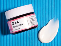 Q+A Collagen Face Cream. A vegetarian, seaweed derived Collagen cream for ageing skin, anti ageing with natural seaweed derived Collagen, and Shea Butter for Ultimate Hydration. 50g/1.8oz