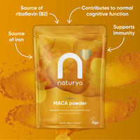 Naturya Organic Maca Powder - High Altitude Peruvian Superfood, Rich in Riboflavin and Iron, Supports Energy and Immunity, Sweet Malty Flavor, Gluten-Free, Vegan, Kosher - 300g