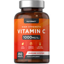 Vitamin C Tablets | 250 Count | 1000mg per Tablet | High Strength Immune and Energy Support | Vegan | by Horbaach