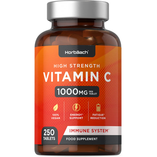 Vitamin C Tablets | 250 Count | 1000mg per Tablet | High Strength Immune and Energy Support | Vegan | by Horbaach
