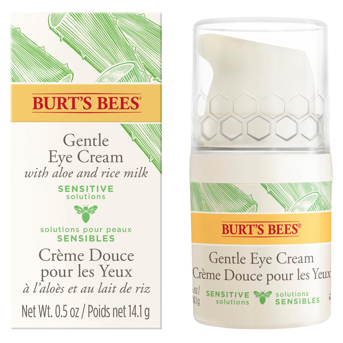 Burt's Bees 98.9% Natural Hydrating Daily Eye Cream Tube, Sensitive Formula, 14.1 g