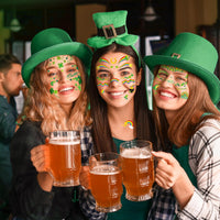 HOWAF 9pcs St Patricks Day Accessories Face Tattoos, Shamrock Face stickers Lucky Clover Leprechaun Irish Temporary Tattoos Stickers for St. Patrick's Day Decorations St Patricks Day Outfits Makeup
