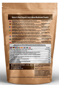 Natures Root Nature’s Root Organic Lion’s Mane Mushroom Powder 200g – 100% Fruiting Body (Hericium erinaceus) – Finely Milled Vegan Mushroom Powder for Coffee, Smoothies & Hot Drinks – No Fillers