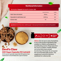Hepatica Devil’s Claw 10:1 Extract – 5000mg Equivalent | 120 Vegan Capsules | High-Strength Joint & Anti-Inflammatory Support | Natural Aches & Mobility Relief Supplement | GMP & 3rd Party Lab Tested