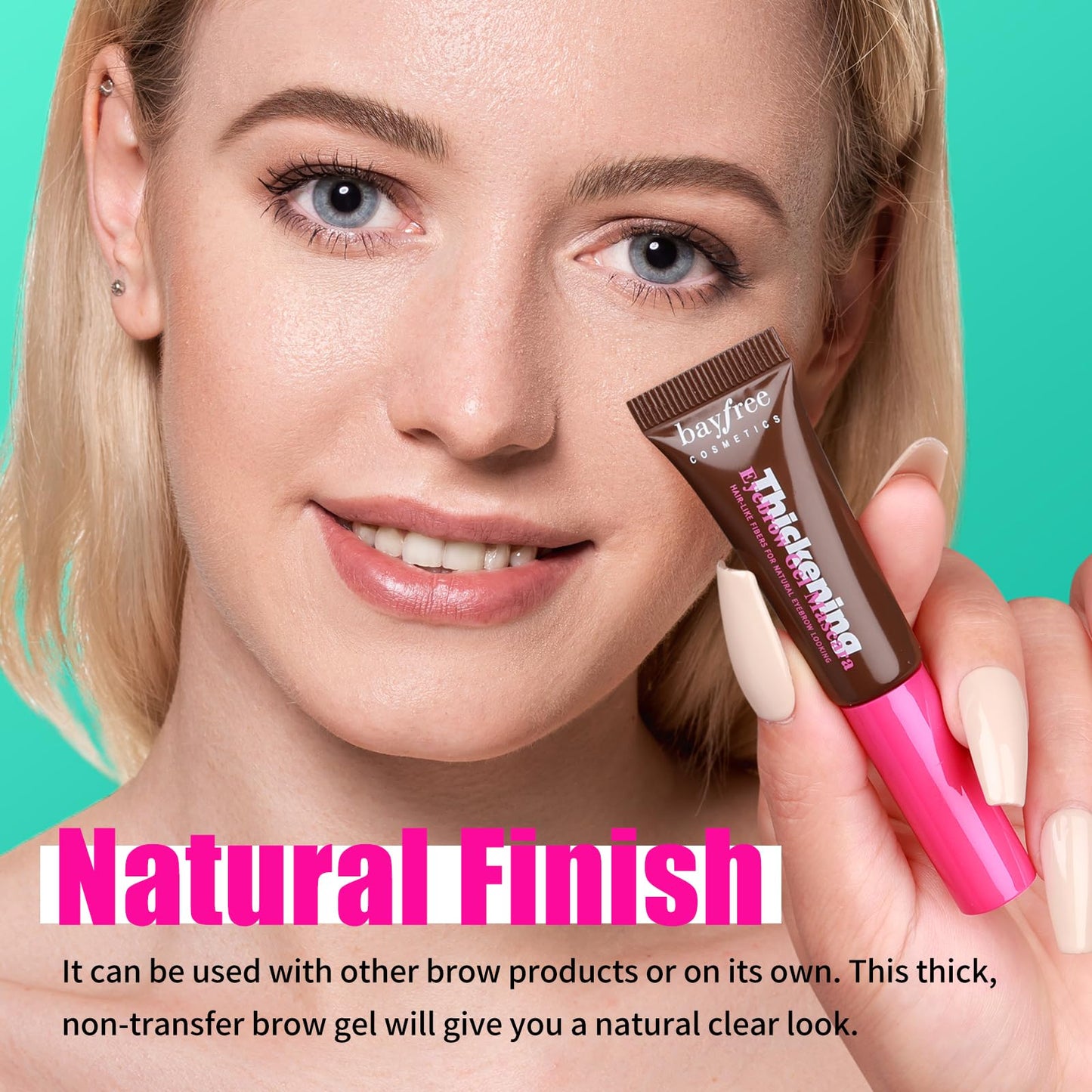 bayfree Thickening Eyebrow, Waterproof Tinted Brow Glue Eyebrow Gel, Wearable Eyebrow Glue for 16h, Blonde