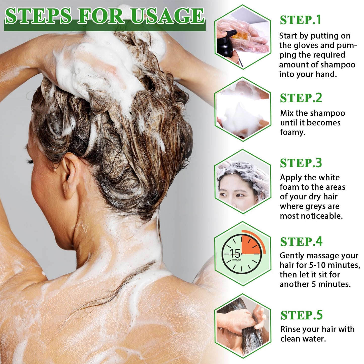 Generic 3-in-1 Herbal Hair Dye Shampoo, Herbal Hair Dye Shampoo Deeply Nourishing, Natural Brown Hair Color Solution for Women & Men