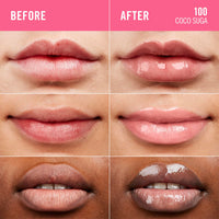 Rimmel Thrillseeker Glassy Gloss 100 Coco Suga, Hydrating Shine, Hyaluronic Acid, Anti-Oxidant Complex, Non-Sticky, Big Applicator, Healthy-Looking Lips, Delicious Scent, Vegan, Cruelty Free