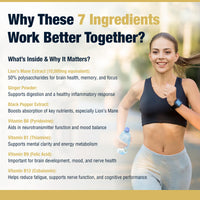 Extra Strength Lions Mane Tablets - Vegan Capsules for Adults, Pack of 60 Supplements (2 Months) | High Strength 10000mg, B Vitamins, Black Pepper & Ginger to Support Brain Health | STERLING NUTRITION