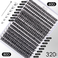 Magnetic SL Individual-Lashes 320PCS 60D+80D DIY Lash Extension Kit with Bond and Seal 10-16mm MIX Fluffy False Eyelashes with Glue and Eyelash Applicator, Look Like Eyelash Extension at Home(60D+80D-0.07D)