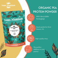Sussex Wholefoods Organic Pea Protein Powder 500g - Plant-Based, High Protein & Ideal for Shakes & Baking
