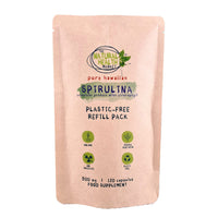 Hawaiian Spirulina Capsules 500mg by The Natural Health Market - 100% Pure - No Additives - Plastic Free Packaging - Made in England - Vegan-Friendly Supplement (120 Capsule - Pouch)