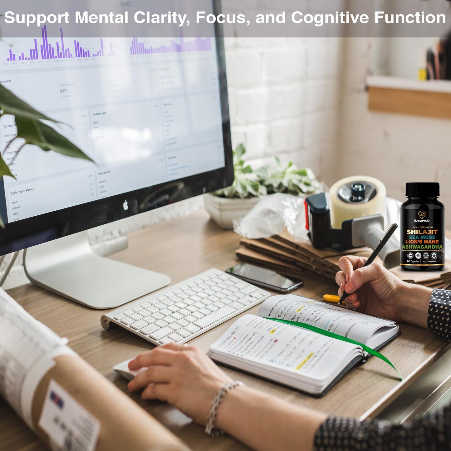 NUETONHEALTH Shilajit, Sea Moss, Lion's Mane, and Ashwagandha Capsules - Comprehensive All-in-One Wellness Supplement for Mind, Body, and Vitality - 60 Vegan Capsules by NuetonHealth UK