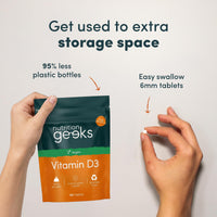 Nutrition Geeks Vegan Vitamin D 1000iu Tablets - 180 Easy-Swallow Plant-Based Algae Vitamin D Tablets, 6 Month Supply - VIT D3 High Strength Immune Support - Highest Grade Certified UK Made Vegan Vitamin D3 1000iu