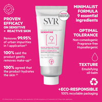 SVR SENSIFINE Soothing Balm-In-Oil Face Cleanser / Make-Up Remover - Clean, 9 Ingredient Formula - Coconut Oil + Shea Butter. Dry, Sensitive, Irritated, Reactive Skin. Ideal for Double Cleanse, 100ml