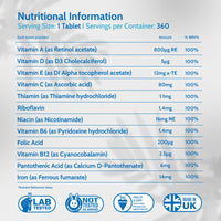 Health4All Multivitamins & Iron 360 Easy to Swallow Tablets, One a Day for Men & Women