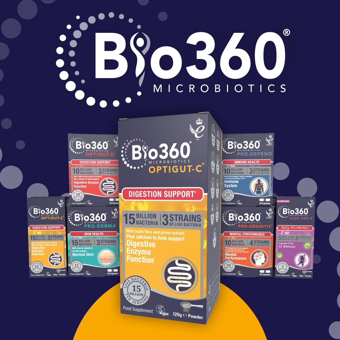 Natures Aid Bio360 OptiGUT-C Powder 120g – 15 Billion Live Bacteria Cultures – Supports Digestion, Gut Flora, Digestive Health, Immune System – High Potency, Vegan, Non-GMO, Gluten-Free Microbiotic