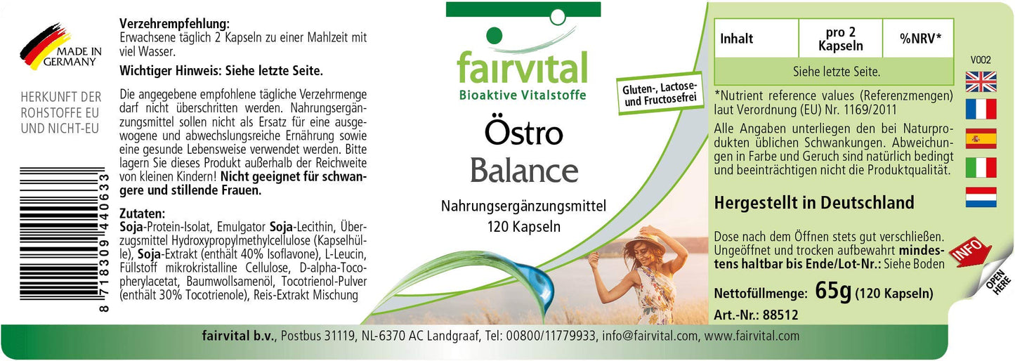 fairvital Fairvital | Oestro Balance - HIGH DOSAGE - 120 capsules - soybean isoflavones (genistin, daidzin, glycitein) with vitamin E