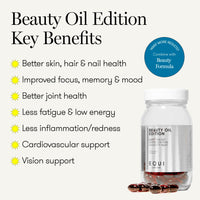 Equi - Beauty Oil Edition - 30 Day Multivitamin Capsules - Red Krill Oil Supplement - Hydrating, Anti-Dryness, Anti-inflammatory - Vision & Cardiovascular Support - Omega 3, Astaxanthin, Choline