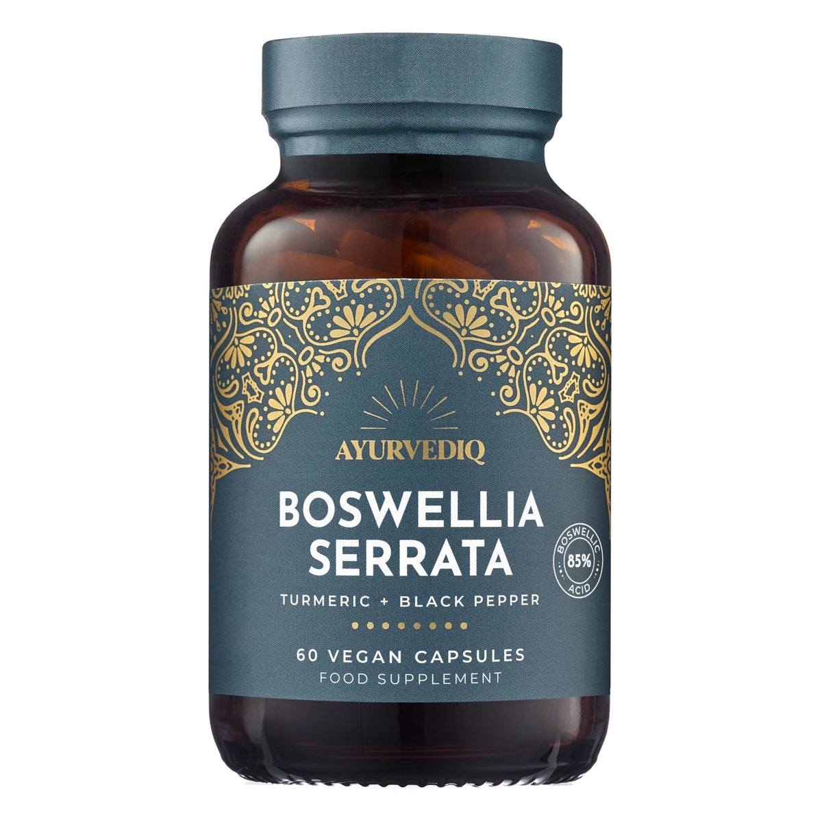 AYURVEDIQ WELLNESS Ayurvediq Boswellia Serrata and Turmeric with Black Pepper Piperine Capsules – 60 Vegan Organic Turmeric Curcumin Capsules a Natural Anti Inflammatory Supplement Joint Support - Ayurvedic Products