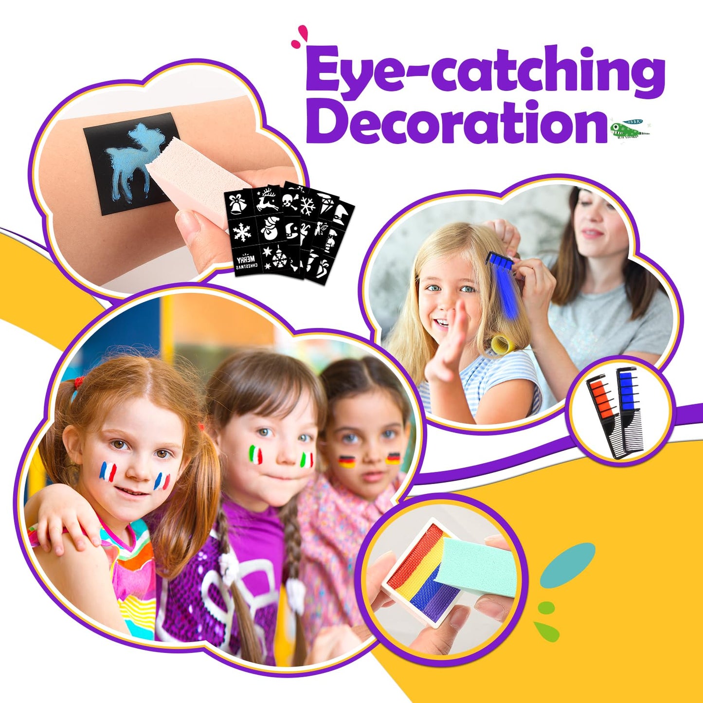 Grriopi Face Painting Kit for Children, 28 Colors Face Body Paints with 3 Brushes 30 Stencils Girls Toys Age 4-9 Carnival Halloween Gifts for Girl 5 6 7 8 9 Year Old Xmas Washable Non Toxic Kids Makeup Set
