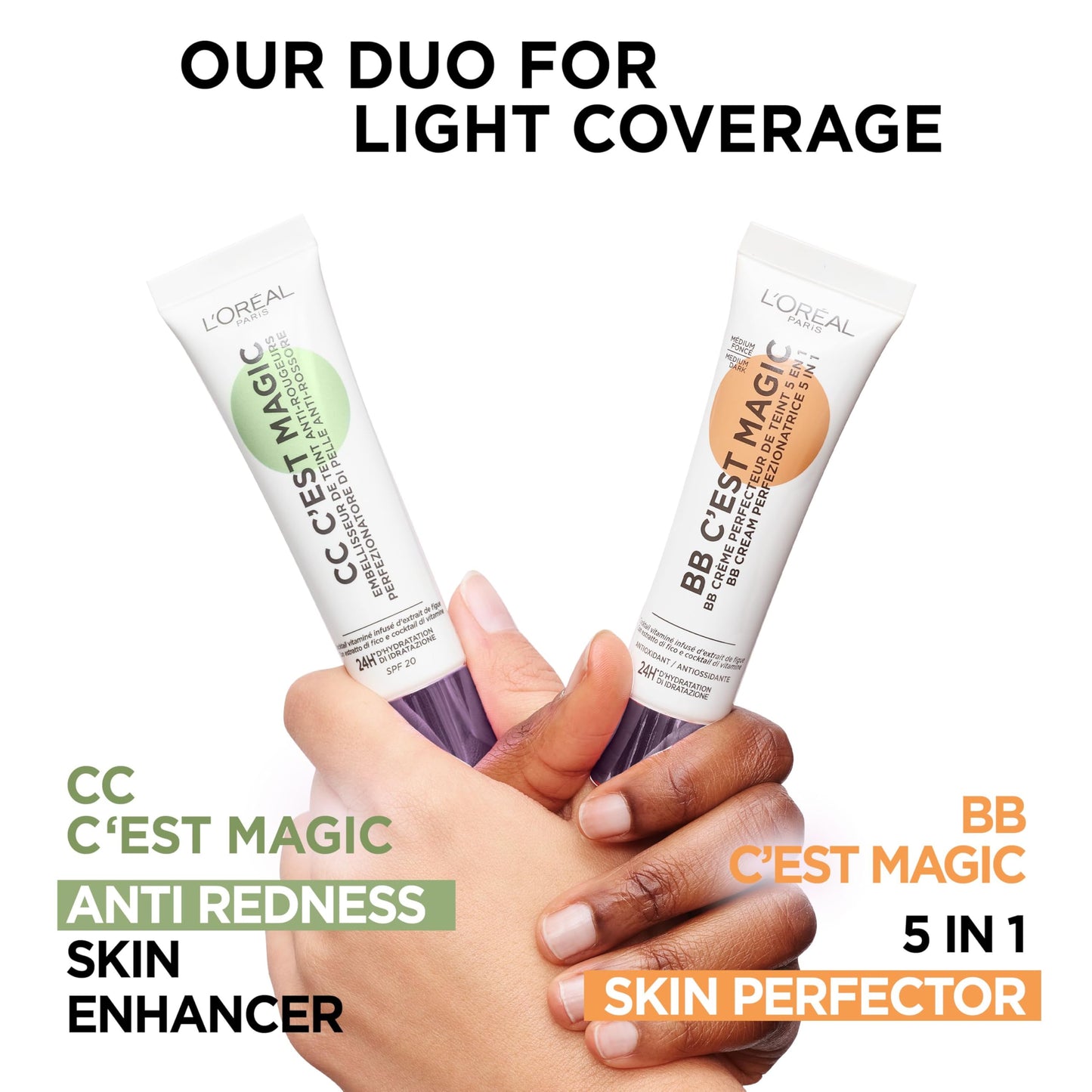 L'Oreal Paris L'Oréal Paris Magic CC Cream with SPF 11, Anti-Redness and Colour Correcting, With Vitamins B5 and E, Lightweight Hydrating Formula Adapts to Skin Tone for a Natural Glowy Finish, 30 ml