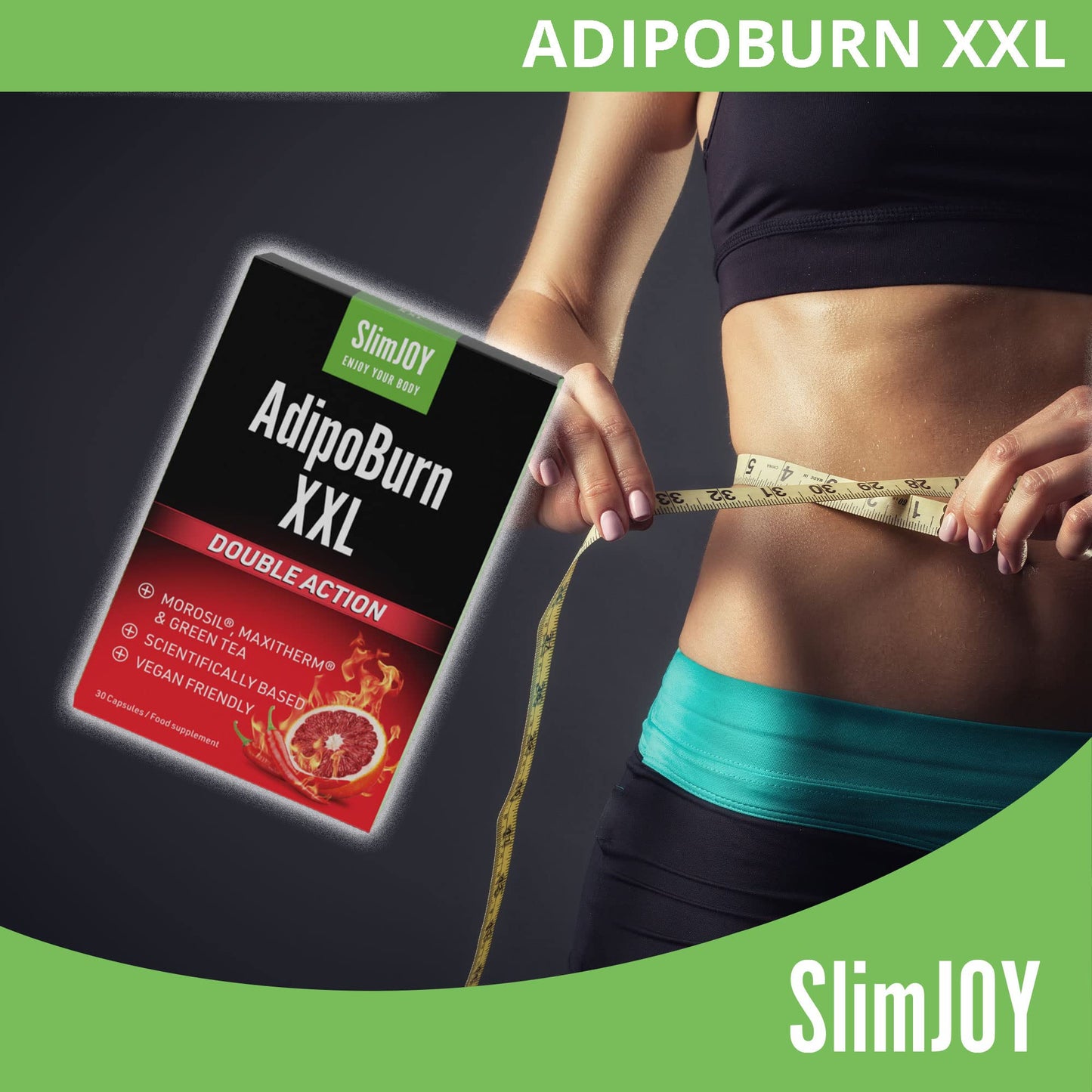 Slimjoy SlimJOY AdipoBurn XXL - Extract of Green Tea Leaves, Cayenne and Caffeine - with Free E-Book Guide - 3 x 30 Capsules
