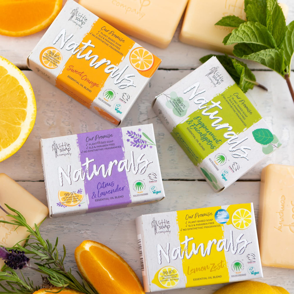 Little Soap Company Naturals Range - Bar Soap | Vegan, Cruelty Free, No SLS or Parabens, Refreshing Cleansing Soap bar, Natural Eco Friendly Body & Hand Soap, 100g (Lemon Zest)