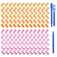 URAQT Hair Curlers for Long Hair, 24Pcs 45cm Hair Rollers Wave Curls, No Heat Hair Curlers Styling Kit with Styling Hooks, Healthy DIY Hairstyle for Women Girls
