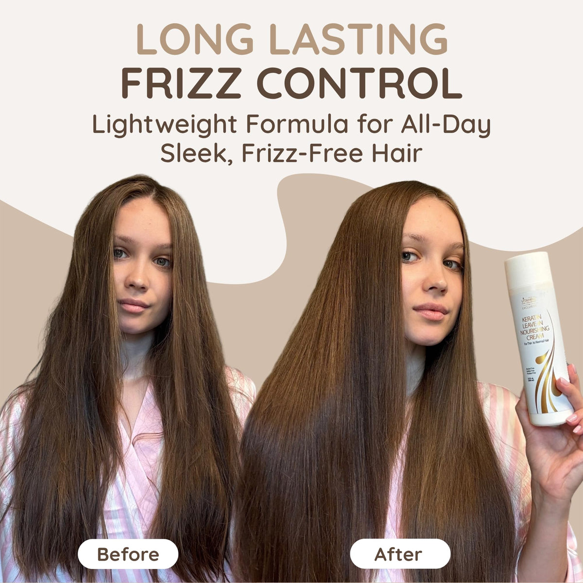 VITAMINS hair cosmetics Keratin Leave in Conditioner for Damaged Hair – Intense Hair Moisturiser Cream for Fine, Thin Locks – Sulfate Free, Hydrating, Detangling & Anti Frizz – 250 ML