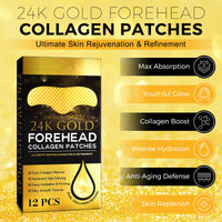 Collagen Forehead Wrinkle Patches, 12PCS 24K Gold Forehead Patches for Wrinkles, Anti Wrinkle Patches Anti-Aging Moisturising & Wrinkle Reduction, Collagen Regeneration and Skin Tightening