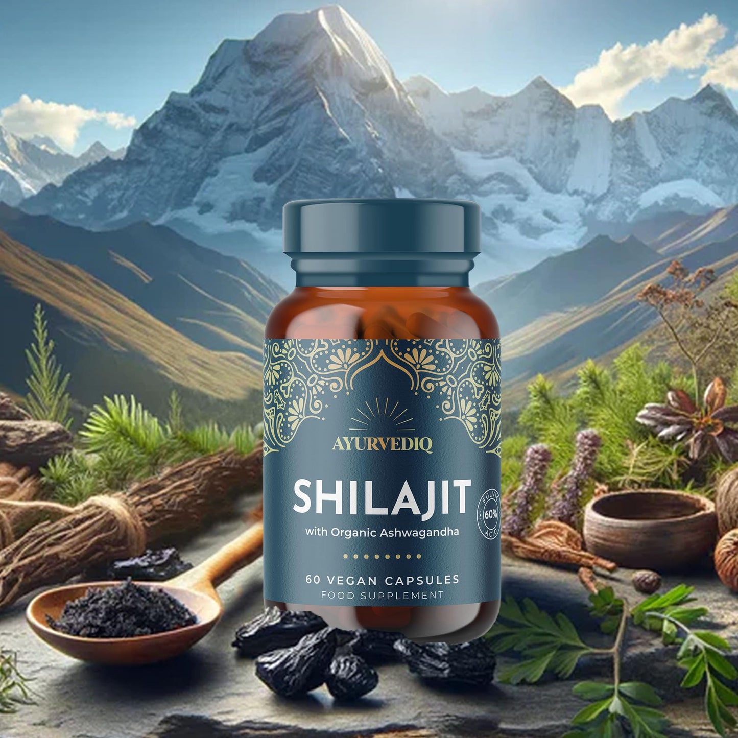 AYURVEDIQ WELLNESS Ayurvediq Wellness Pure Shilajit and Organic Ashwagandha - Himalayan Shilajit with Ashwagandha High Strength Capsules - Ayurveda Products