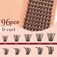 Higu clace Cluster Lashes 96pcs, Lash Clusters D Curl Mix8-18mm, Ultra Softy Eyelashes Fluffy, Super Thin Band Silky DIY Lash Extension Natural Look Reusable Use at Home (UltraSofty02, Mix10-18)