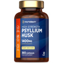 Horbäach Psyllium Husk Capsules 1400mg | Fibre Supplement | 365 Vegan Capsules (6-Month Supply) | High Strength Psyllium Husk Powder | Natural Prebiotic | by Horbaach