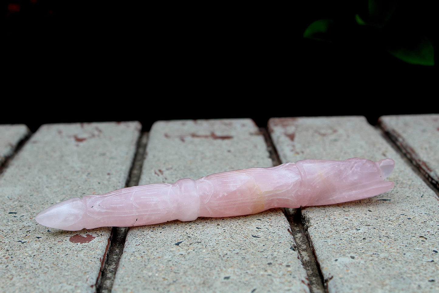 Jet International Angel Hand Carved Rose Quartz Crystal Healing Wand 5.5" Rare Stick Chakra Balancing Energy Reiki Meditation Massage Pagan Wicca Spiritual Tantra Metaphysical Psychic Health