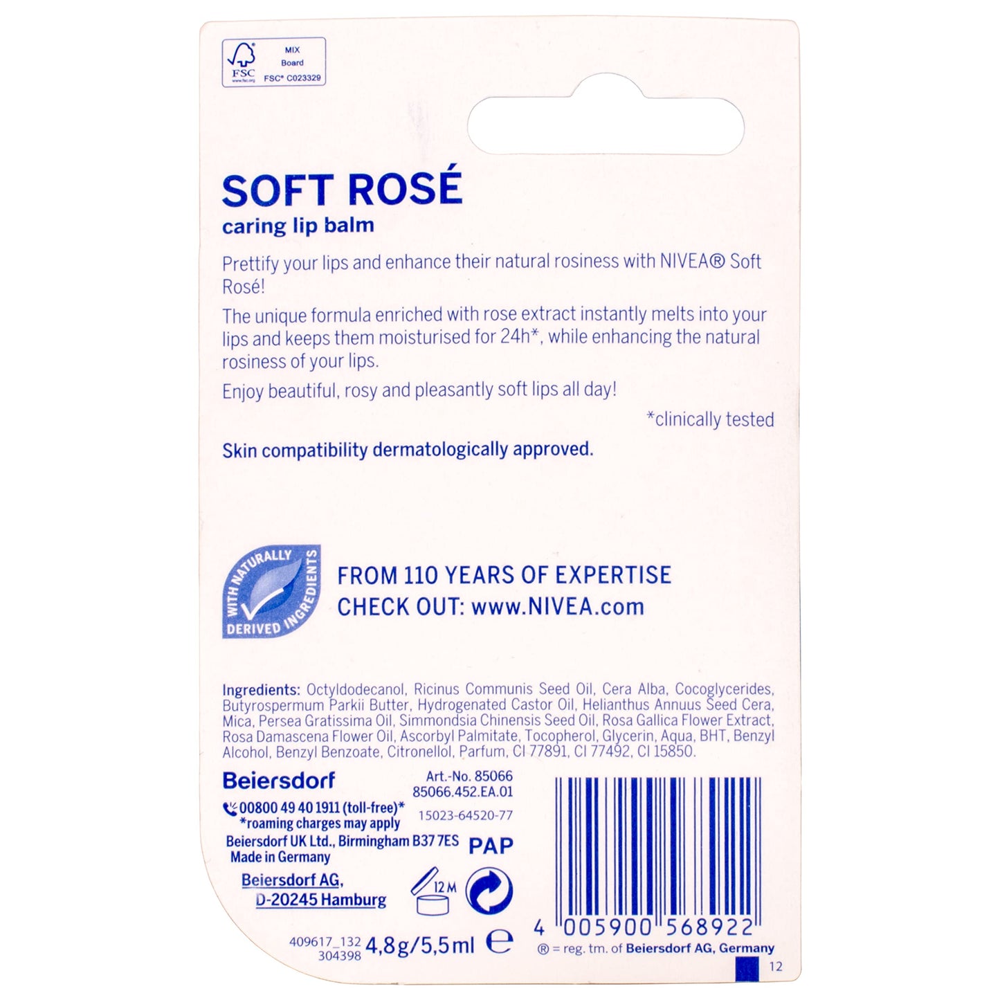 NIVEA Nivea Soft Rose Lip Balm, 5 g