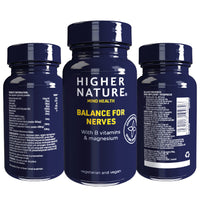 HIGHER NATURE Higher Nature - Balance for Nerves - B Vitamins & Magnesium - Supports The Nervous System - Vitamins B3, B6 & B12 - Vegetarian & Vegan - 90 Capsules