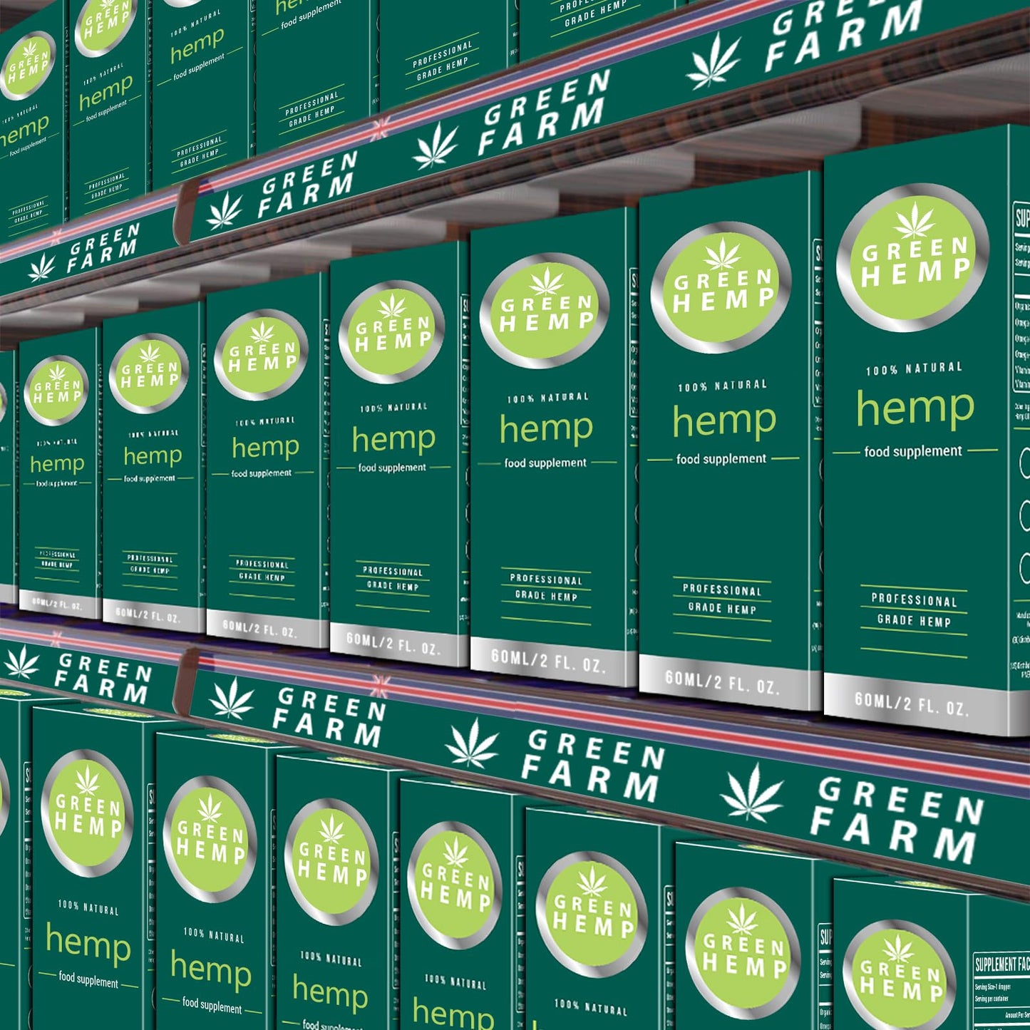 GREEN HEMP Premium Natural Oil Drops, High Potency Formula, Rich in Omega 3-6-9, Fatty Acid & Vitamin C-E, 100000mg 60ml