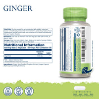 SOLARAY Ginger - 100 Vegan Capsules - High Strength Ginger Supplement Not Tablets or Shot - Zingiber Officinale Root - Non GMO & Lab Verified - Solaray
