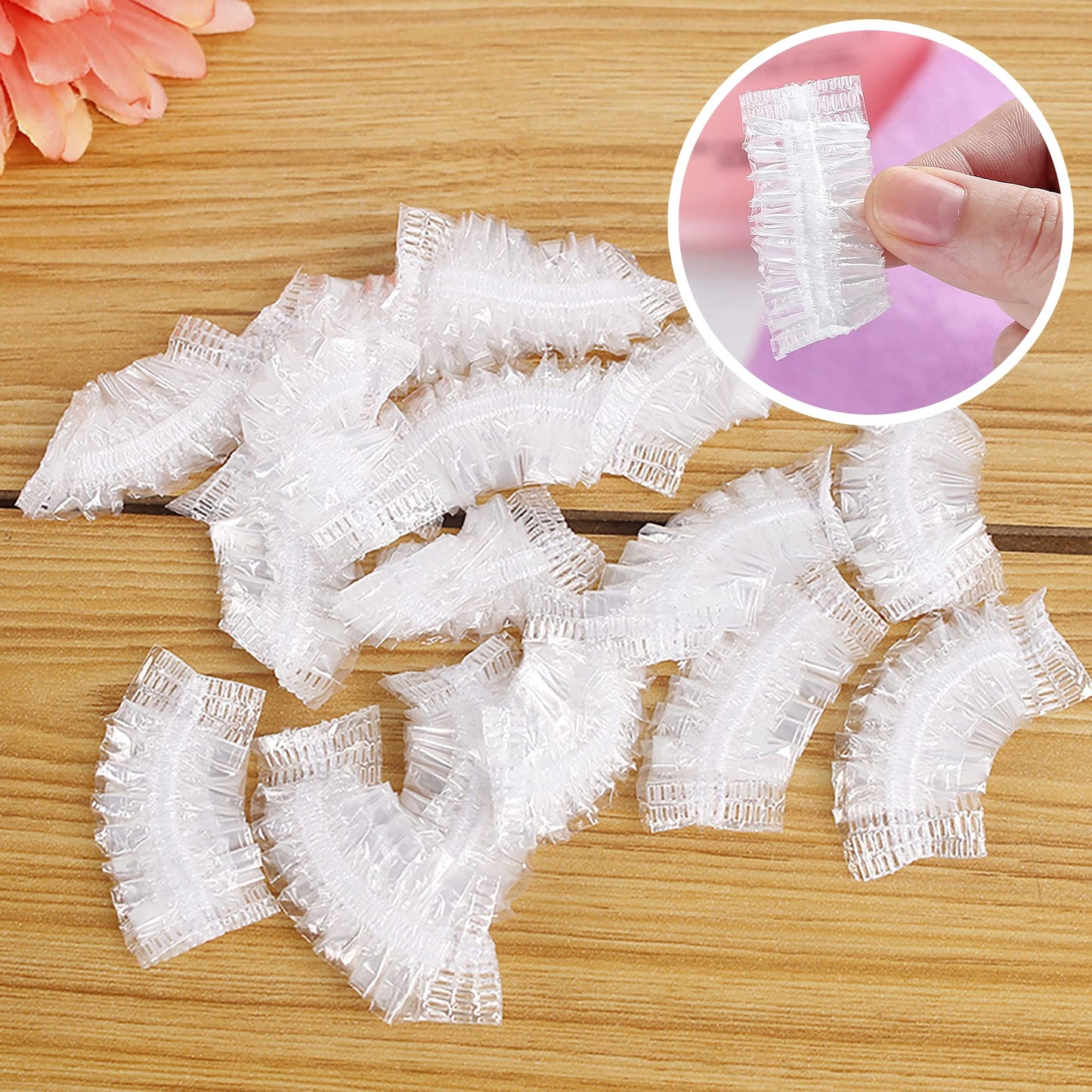 100 Pack Disposable Ear Protectors Clear Ear Covers for Shower Waterproof Shower Ear Cover, Clear Disposable Ear Protectors for Hair Dye, Shower, Bathing, Salon