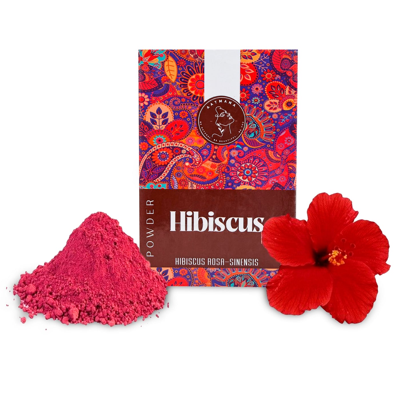 AATMANA Hibiscus Powder | Sabdariffa | Rosa Sinensis | Natural Powder for Hair & Skin | Prevent hair Problem & Minimizes Skin Pores for Men & Women 100g