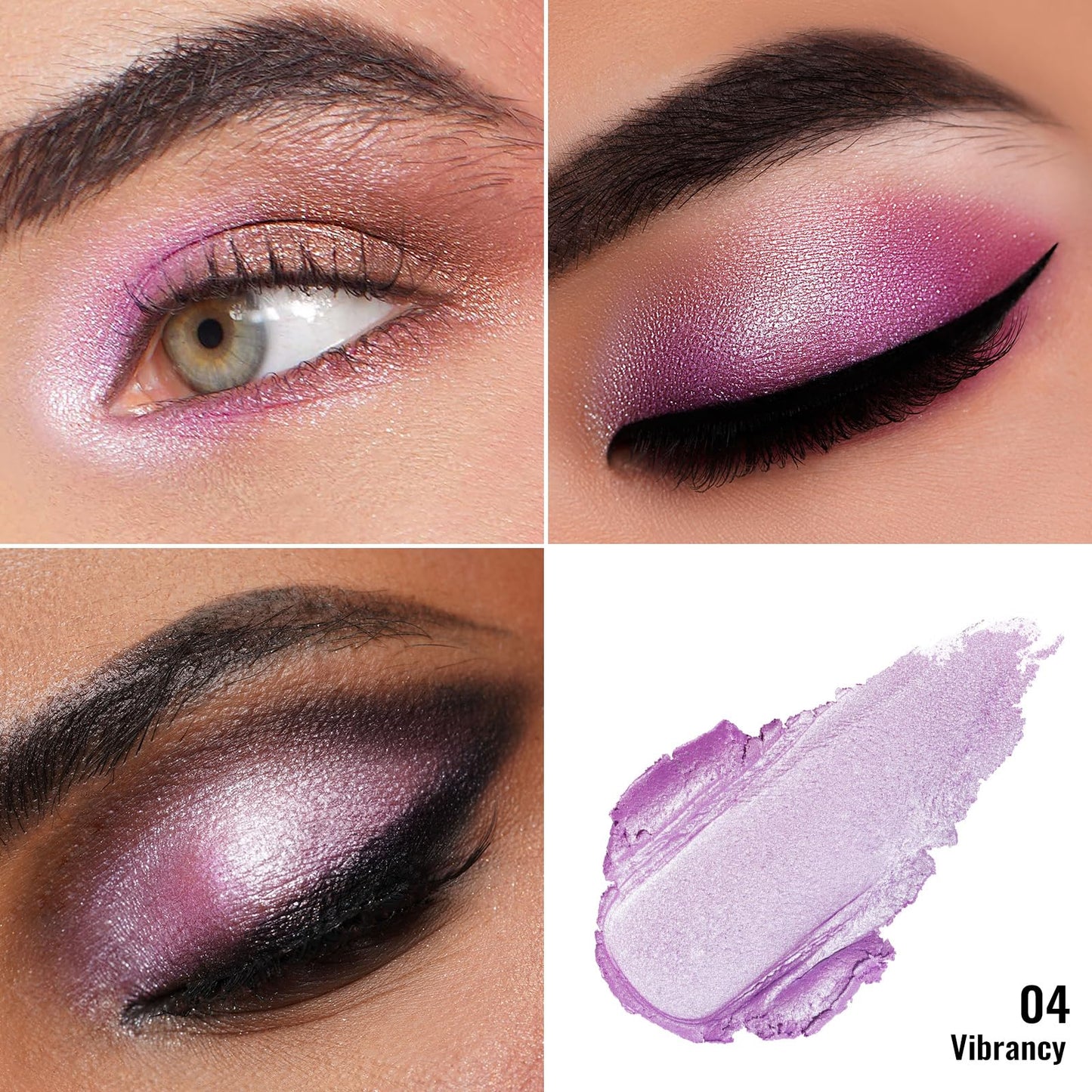 Oulac OULAC Cream Eyeshadow, Glitter Purple Eyeshadow, Holds Makeup For 12 Hours +, Waterproof and Sweatproof, Crease Resistant, Vegan | 06g (04) Vibrancy