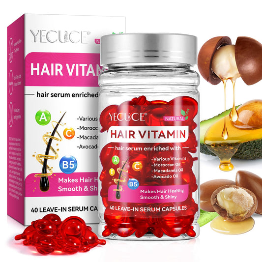 Generic Hair Care Essence Capsules 40Pcs, Hair Treatment Serum, Rich In Vitamins A.C.E And B5, Moroccan Oil & Macadamia Oil & Avocado Oil & Repair Damaged Hair, Increases Hair Resilience And Shine