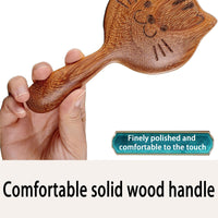 FTA&ATF Wooden massage comb, Sandalwood Massage Gua Sha Comb,wide teeth, smooth, A handheld massage comb in the shape of a kitten