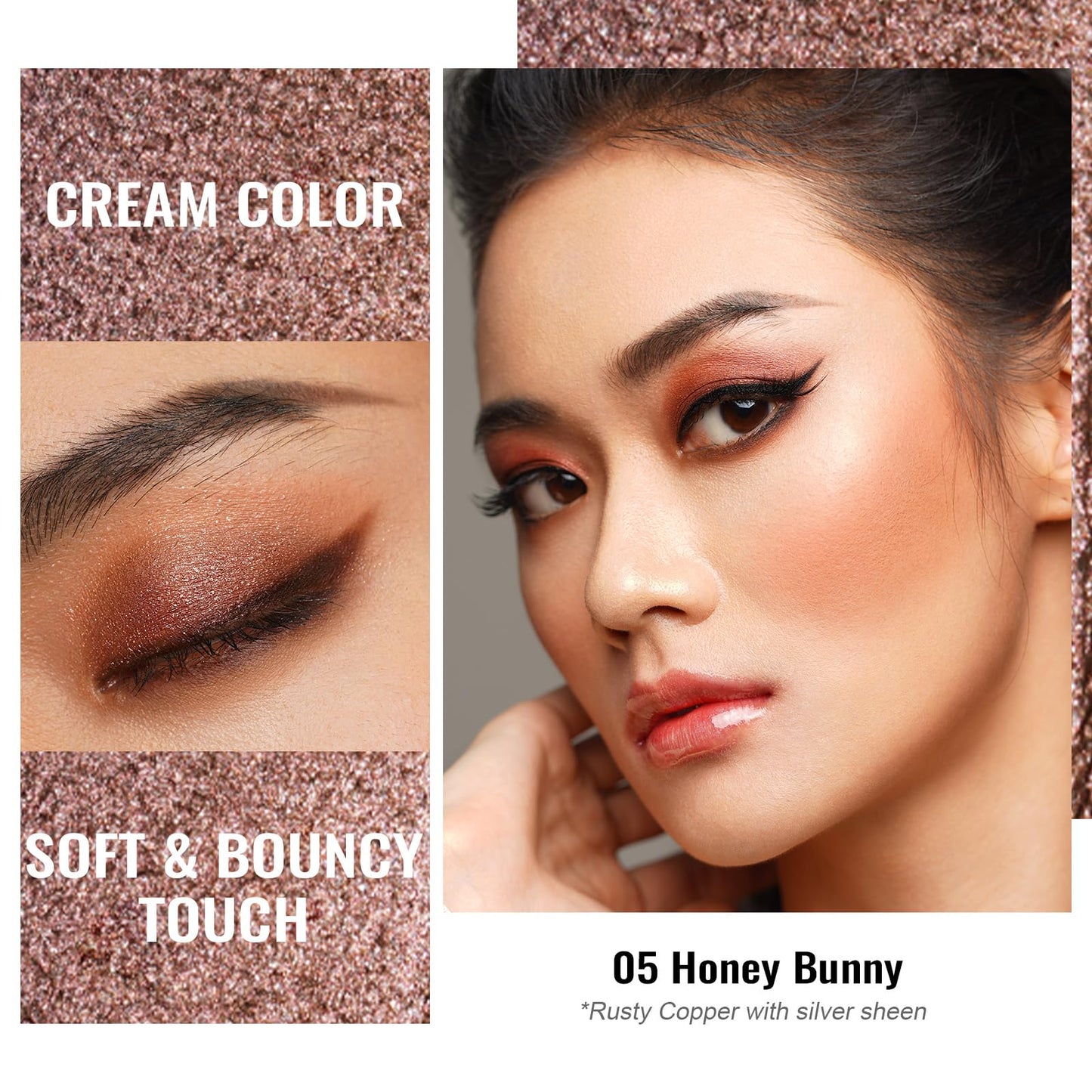 Oulac OULAC Cream Eyeshadow, Glitter Brown Eyeshadow, Holds Makeup For 12 Hours +, Waterproof and Sweatproof, Crease Resistant, Vegan | 06g (05) Honey Bunny
