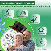 Magnesium Glycinate Supplement 1600mg with Vitamin B6, 352mg of Elemental Magnesium, 94% Daily NRV, 120 High-Strength Capsules 2 Months Supply, Supports Muscle & Nerve Health, Vegan, Lab Tested