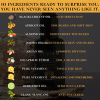 Alfarium Men's Scented Beard Oil with 8 Natural Oils and Vitamin A/C/E for Beard and Face Care - Dry Beard Oil, Non-Greasy, for Soft Beard, Silky Effect + Anti-Wrinkle - Men's Gift, Made in Italy
