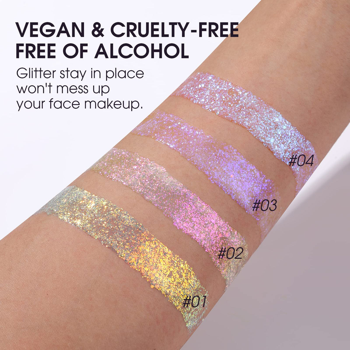 LANGMANNI Holographic Body Glitter Gel for Body, Face, Hair and Lip.Color Changing Glitter Gel Under Light. Vegan & Cruelty Free-1.35 oz (8# Golden Starlight)