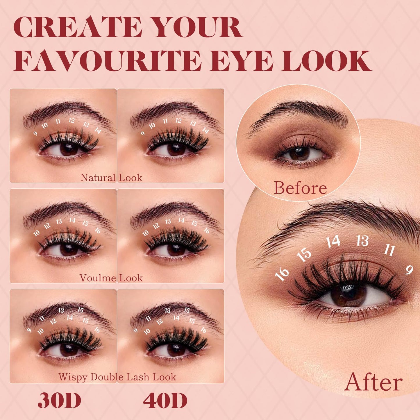 Higu clace Higu Clace Cluster Lashes 320PCS, Individual Eyelashes Mixed 9-16mm,Natural Lash Clusters Wispy Cluster Lashs,Eyelash Extensions Easy to Use at Home Eyelashes Clusters (30D+40D)